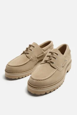 ZARA Sapatos^SAPATO NÁUTICO DE PELE Bege