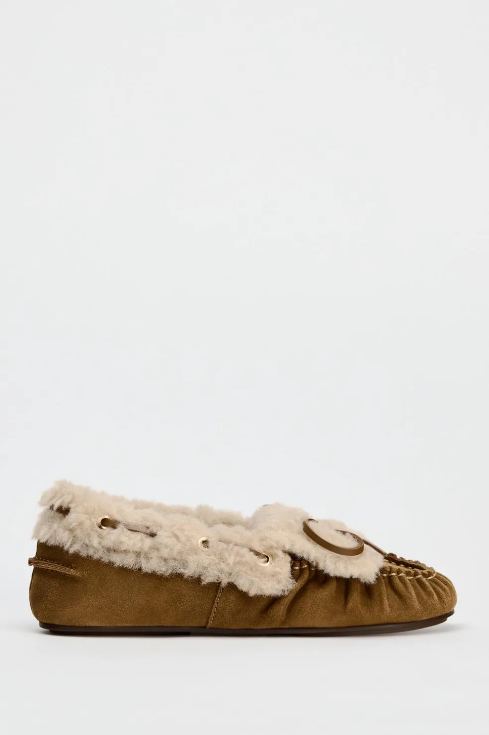 ZARA Winter Layersnew|Sapatos^SAPATO RASO DE CROUTE COM PELO Castanho