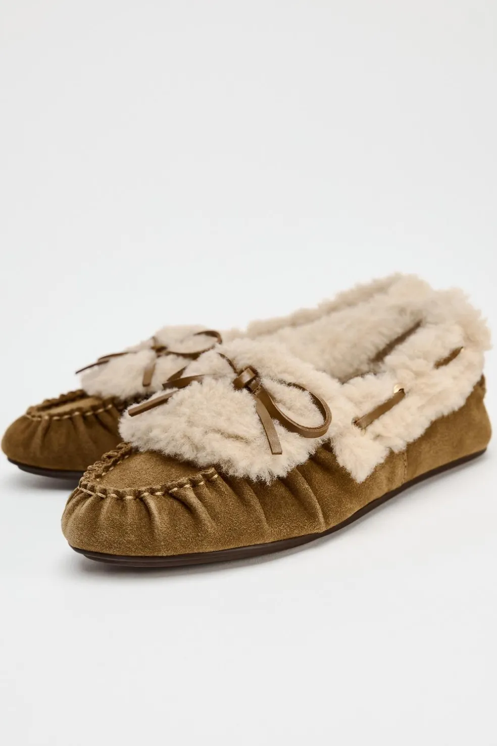 ZARA Winter Layersnew|Sapatos^SAPATO RASO DE CROUTE COM PELO Castanho