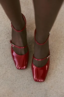 ZARA Sapatos^SAPATOS DE TACÃO LARGO COM PULSEIRA Vermelho