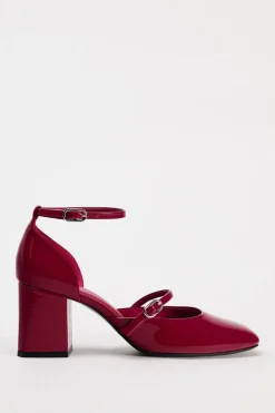 ZARA Sapatos^SAPATOS DE TACÃO LARGO COM PULSEIRA Vermelho
