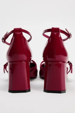 ZARA Sapatos^SAPATOS DE TACÃO LARGO COM PULSEIRA Vermelho