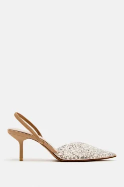 ZARA Sapatos^SAPATOS DE TACÃO MULES COM PÉROLAS Bege