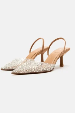ZARA Sapatos^SAPATOS DE TACÃO MULES COM PÉROLAS Bege