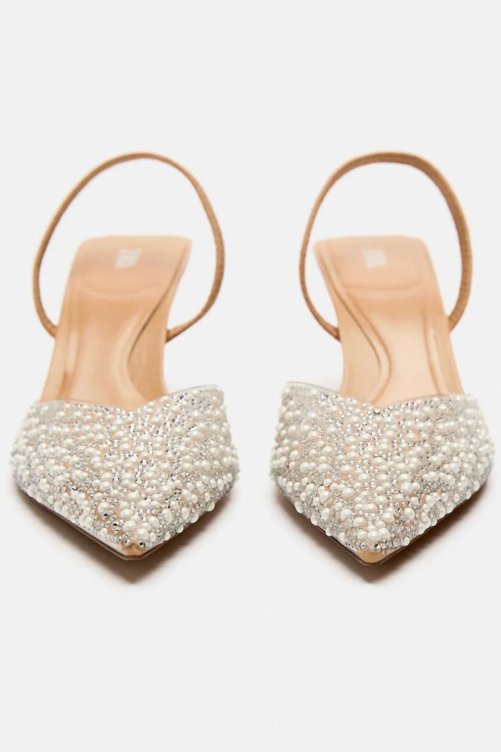 ZARA Sapatos^SAPATOS DE TACÃO MULES COM PÉROLAS Bege
