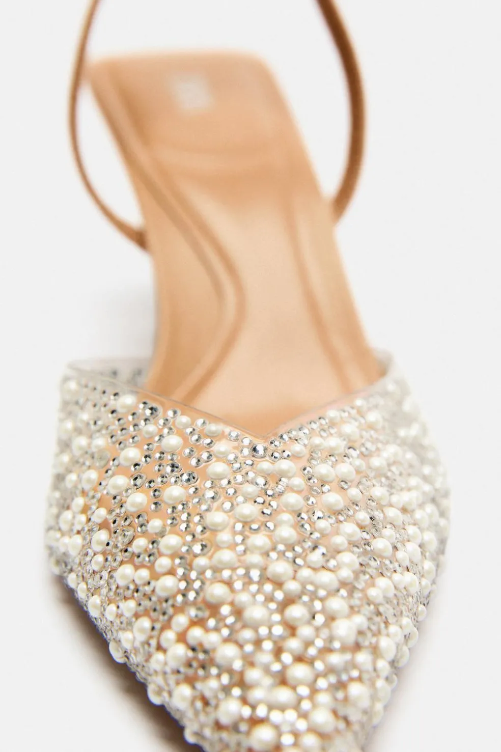 ZARA Sapatos^SAPATOS DE TACÃO MULES COM PÉROLAS Bege