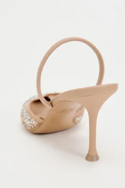 ZARA Sapatos^SAPATOS DE TACÃO MULES COM MESH E BRILHOS Bege