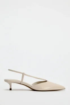 ZARA Sapatos^SEM CALCANHAR COM TACÃO KITTEN EM PELE Branco
