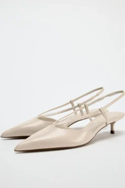 ZARA Sapatos^SEM CALCANHAR COM TACÃO KITTEN EM PELE Branco
