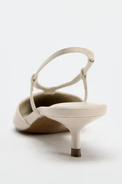 ZARA Sapatos^SEM CALCANHAR COM TACÃO KITTEN EM PELE Branco