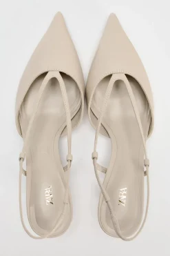 ZARA Sapatos^SEM CALCANHAR COM TACÃO KITTEN EM PELE Branco
