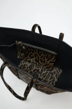 ZARA Malas^SHOPPER ESTAMPADO ANIMAL PELE Cinzento
