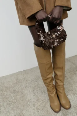 ZARA Malas^SHOULDER BAG COM APLICAÇÕES Castanho