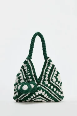 ZARA Malas^SHOULDER BAG CROCHET Verde