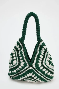 ZARA Malas^SHOULDER BAG CROCHET Verde