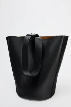 ZARA Malas^SHOULDER BAG GRANDE EM PELE Preto