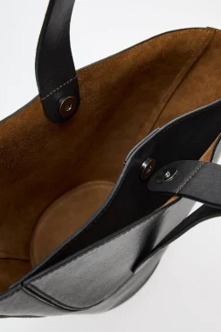 ZARA Malas^SHOULDER BAG GRANDE EM PELE Preto