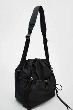 ZARA Malas^SHOULDER BAG NYLON Preto