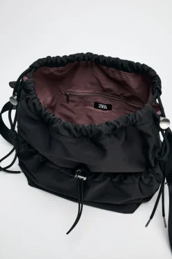ZARA Malas^SHOULDER BAG NYLON Preto