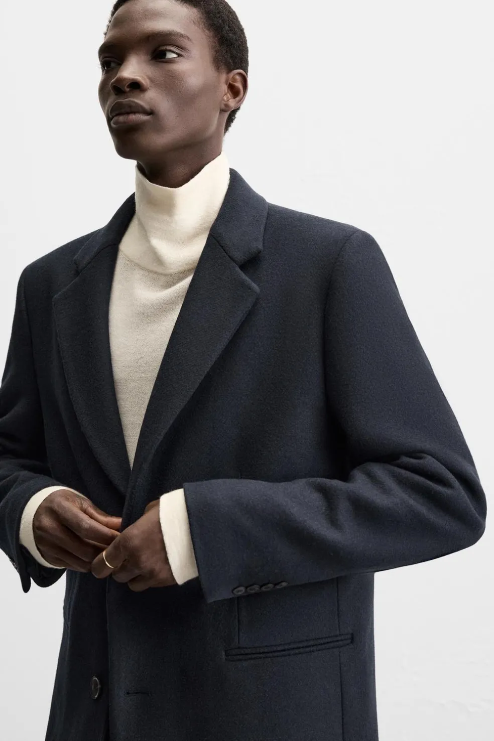 ZARA Vestuário De Inverno|Sobretudos / Gabardinas^SOBRETUDO COM LÃ Azul-marinho