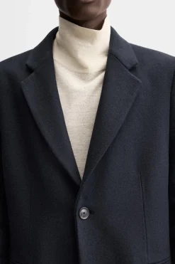 ZARA Vestuário De Inverno|Sobretudos / Gabardinas^SOBRETUDO COM LÃ Azul-marinho