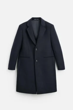 ZARA Vestuário De Inverno|Sobretudos / Gabardinas^SOBRETUDO COM LÃ Azul-marinho