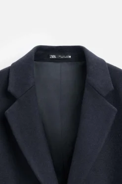 ZARA Vestuário De Inverno|Sobretudos / Gabardinas^SOBRETUDO COM LÃ Azul-marinho
