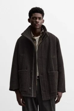ZARA Vestuário De Inverno|Blusões^SOBRETUDO COM LÃ Castanho
