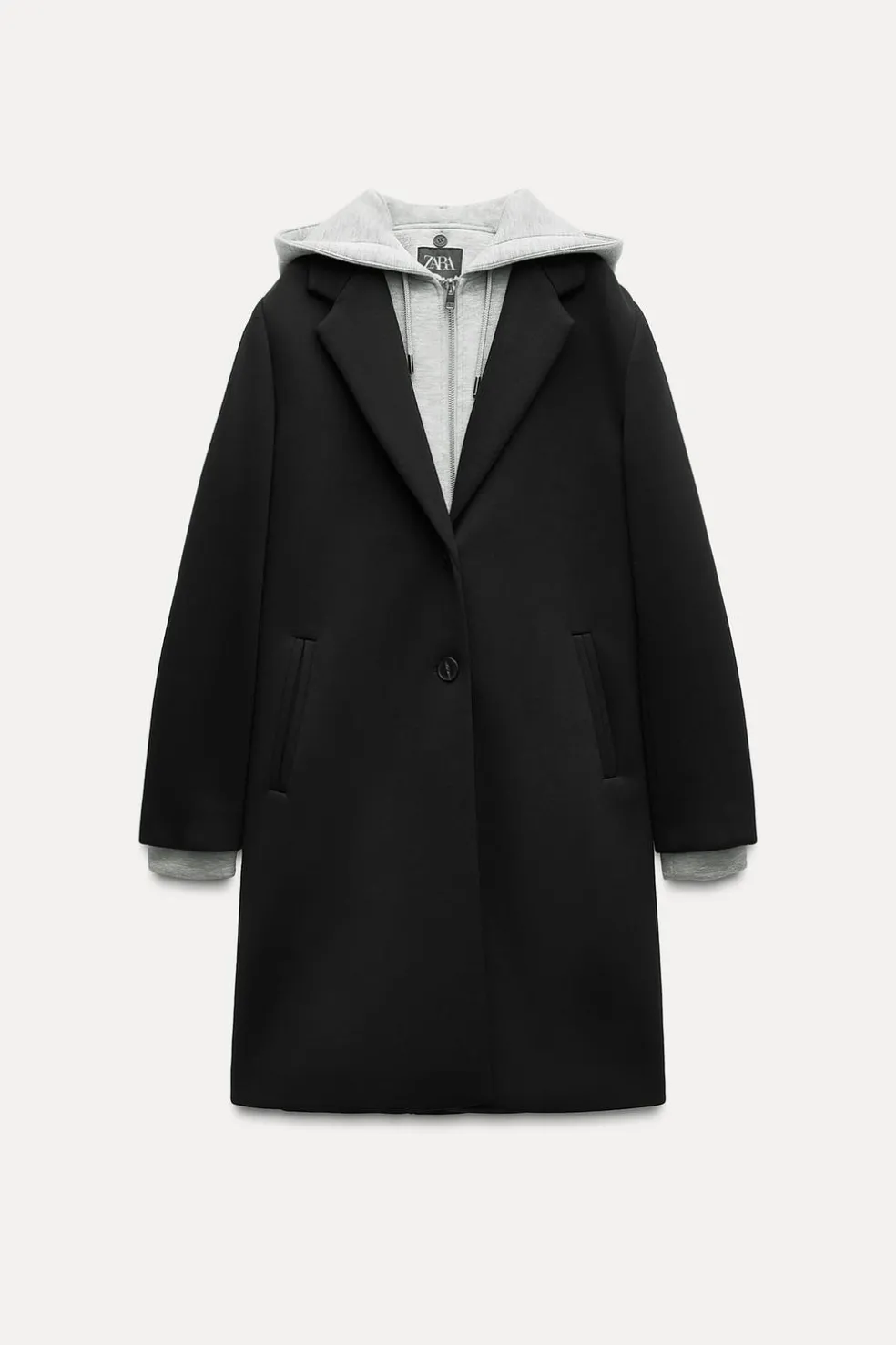 ZARA Winter Layersnew|Sobretudos / Anoraques^SOBRETUDO COMBINADO COM CAPUZ DESMONTÁVEL Preto