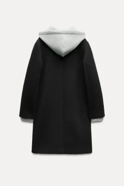 ZARA Winter Layersnew|Sobretudos / Anoraques^SOBRETUDO COMBINADO COM CAPUZ DESMONTÁVEL Preto