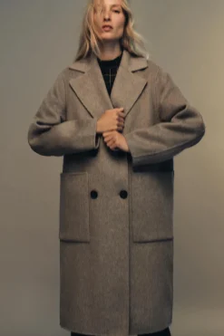ZARA Winter Layersnew|Sobretudos / Anoraques^SOBRETUDO COMPRIDO CRUZADO COM LÃ Vison
