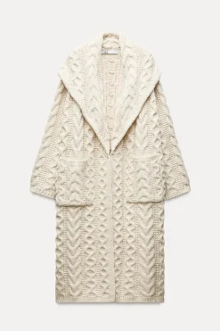 ZARA Winter Layersnew|Sobretudos / Anoraques^SOBRETUDO COMPRIDO MALHA DE CABO Cru
