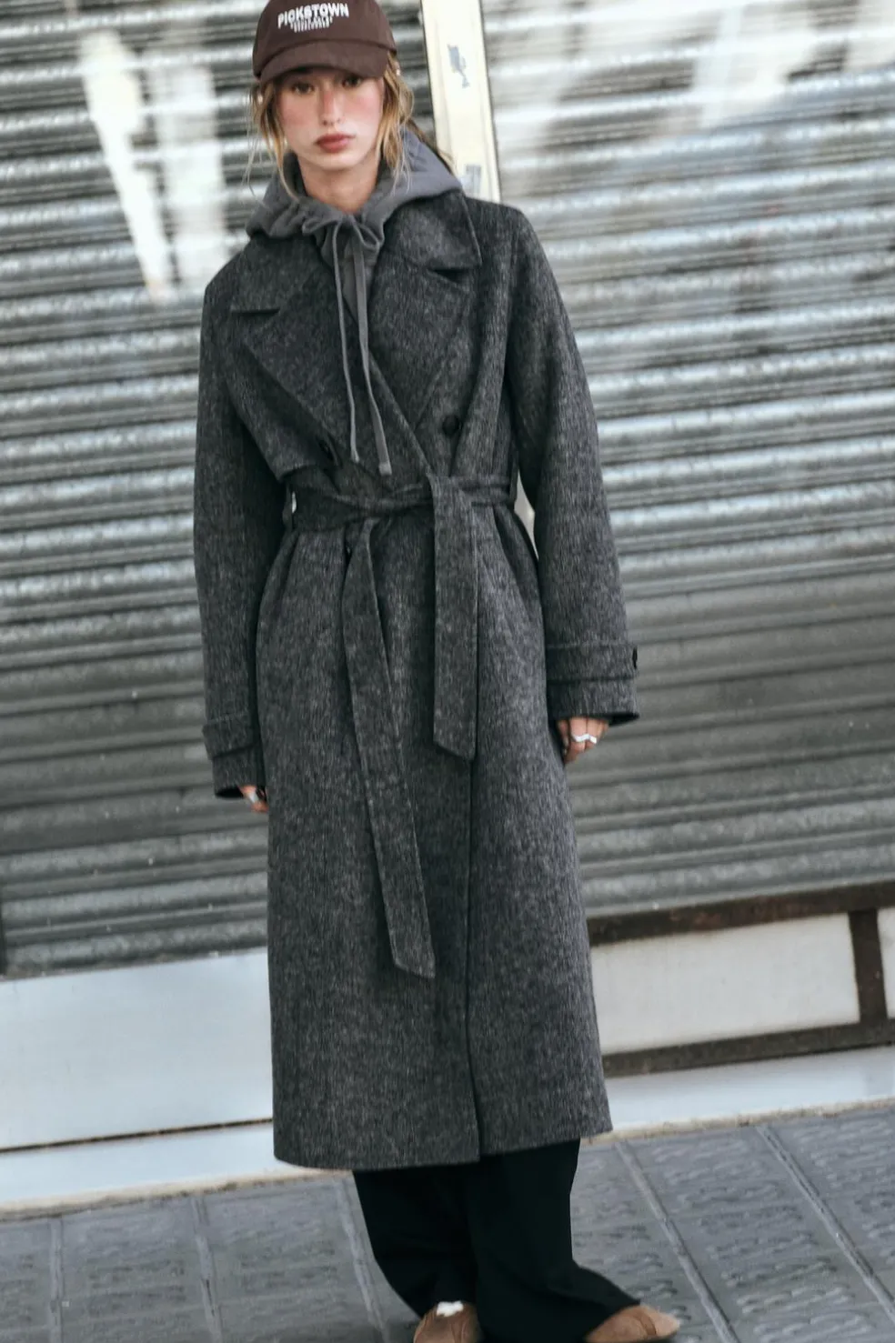 ZARA Winter Layersnew|Sobretudos / Anoraques^SOBRETUDO CRUZADO COM LÃ Cinzento-escuro