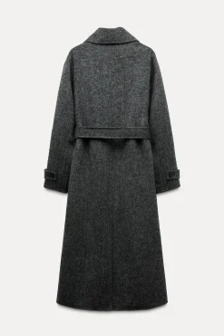 ZARA Winter Layersnew|Sobretudos / Anoraques^SOBRETUDO CRUZADO COM LÃ Cinzento-escuro