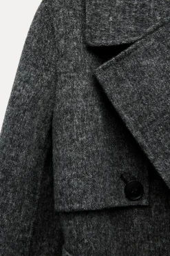 ZARA Winter Layersnew|Sobretudos / Anoraques^SOBRETUDO CRUZADO COM LÃ Cinzento-escuro