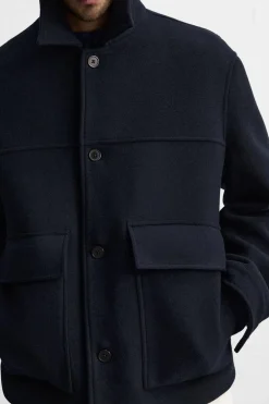 ZARA Vestuário De Inverno|Blusões^SOBRETUDO CURTO EM MISTURA DE LÃ Azul-marinho