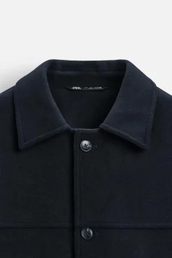 ZARA Vestuário De Inverno|Blusões^SOBRETUDO CURTO EM MISTURA DE LÃ Azul-marinho