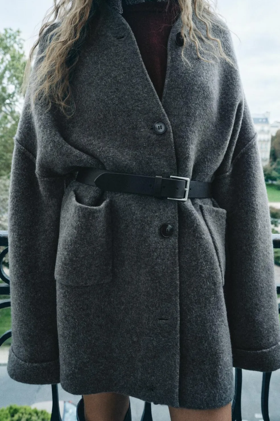 ZARA Winter Layersnew|Sobretudos / Anoraques^SOBRETUDO DE MALHA COM BOLSOS DE CHAPA Cinzento-vigoré
