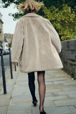 ZARA Winter Layersnew|Sobretudos / Anoraques^SOBRETUDO DE PELO SINTÉTICO Cinzento