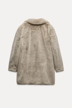 ZARA Winter Layersnew|Sobretudos / Anoraques^SOBRETUDO DE PELO SINTÉTICO Cinzento