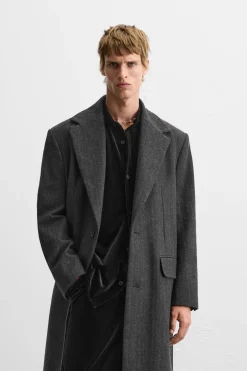 ZARA Vestuário De Inverno|Sobretudos / Gabardinas^SOBRETUDO RISCAS Cinzento-antracite