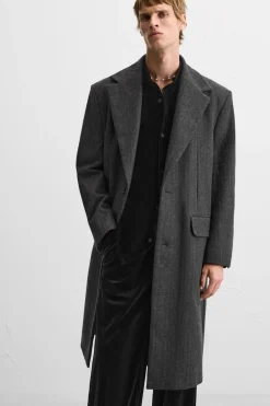 ZARA Vestuário De Inverno|Sobretudos / Gabardinas^SOBRETUDO RISCAS Cinzento-antracite