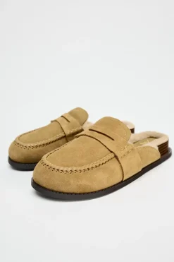 ZARA Sapatos^SOCA COM DETALHE DE PELO EM CROUTE Castanho