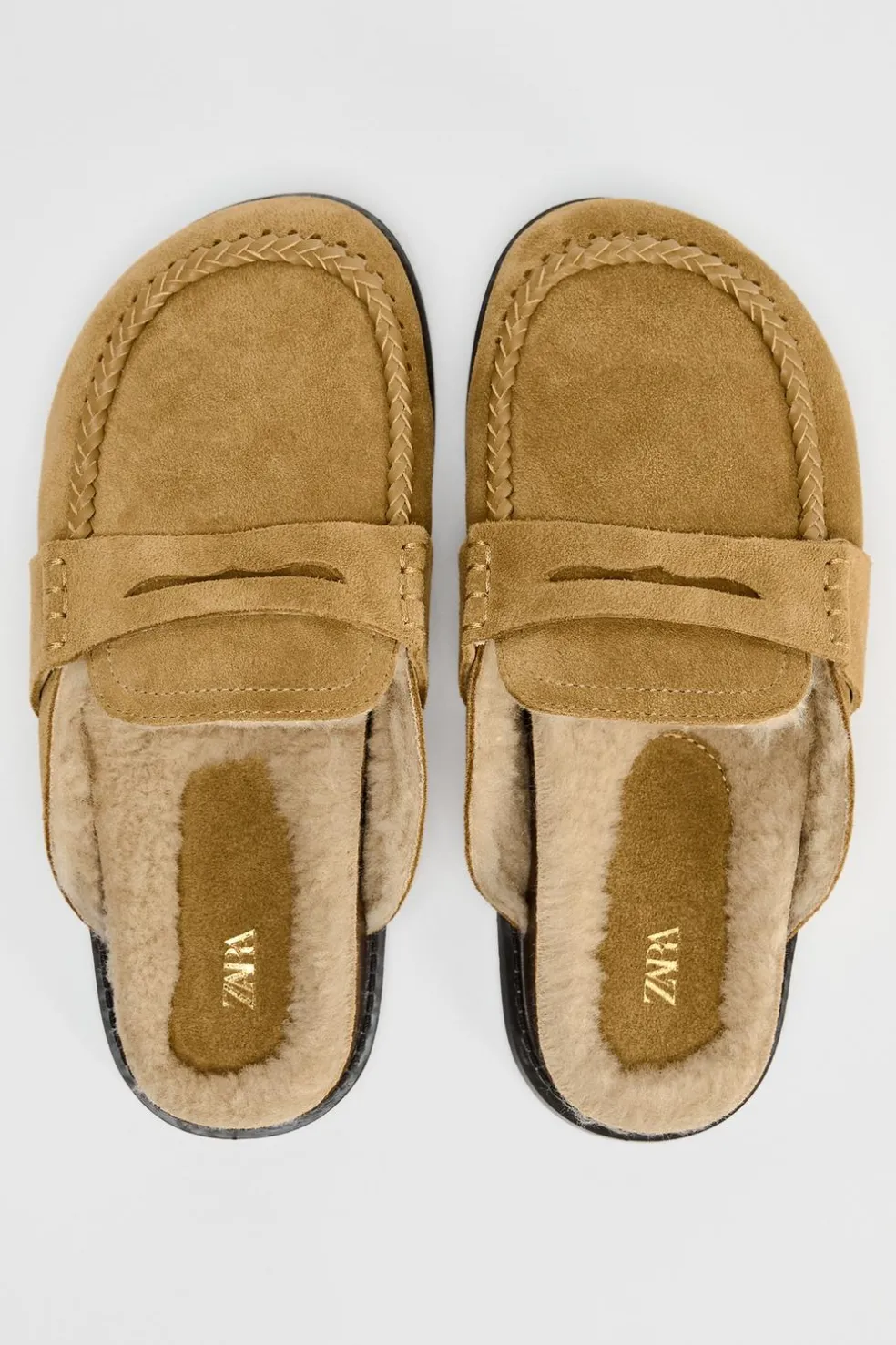 ZARA Sapatos^SOCA COM DETALHE DE PELO EM CROUTE Castanho