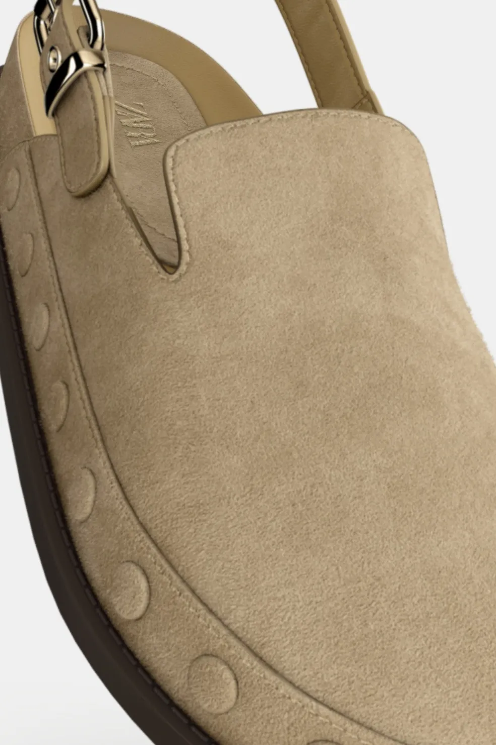 ZARA Sapatos^SOCAS EM CROUTE COM APLIQUES Castanho