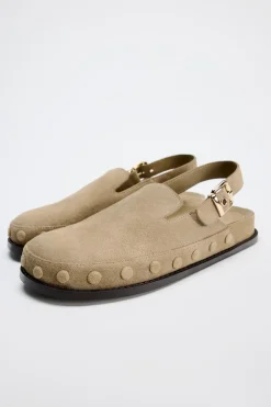 ZARA Sapatos^SOCAS EM CROUTE COM APLIQUES Castanho