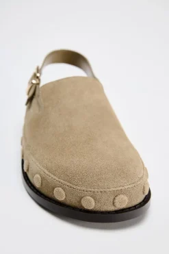 ZARA Sapatos^SOCAS EM CROUTE COM APLIQUES Castanho