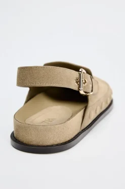 ZARA Sapatos^SOCAS EM CROUTE COM APLIQUES Castanho