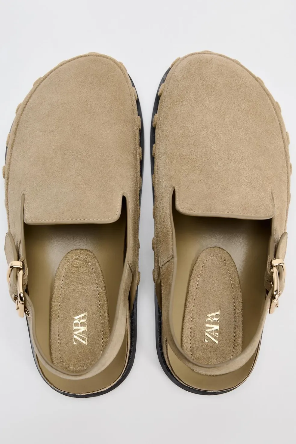 ZARA Sapatos^SOCAS EM CROUTE COM APLIQUES Castanho