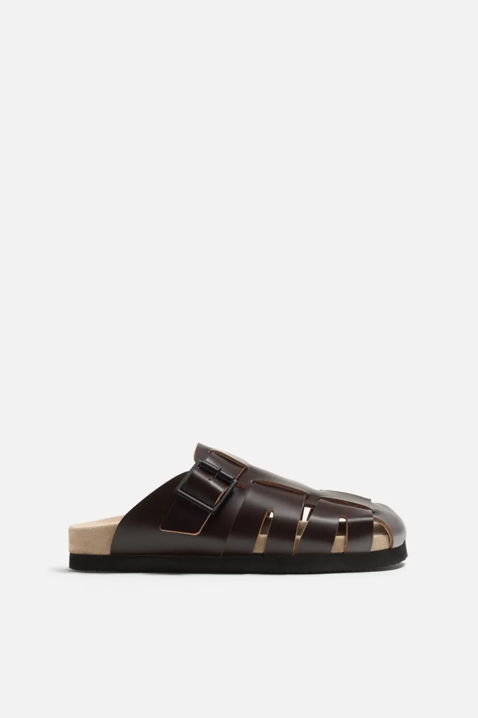 ZARA Sapatos^SOCAS SANDÁLIAS COM TIRAS EM PELE Castanho
